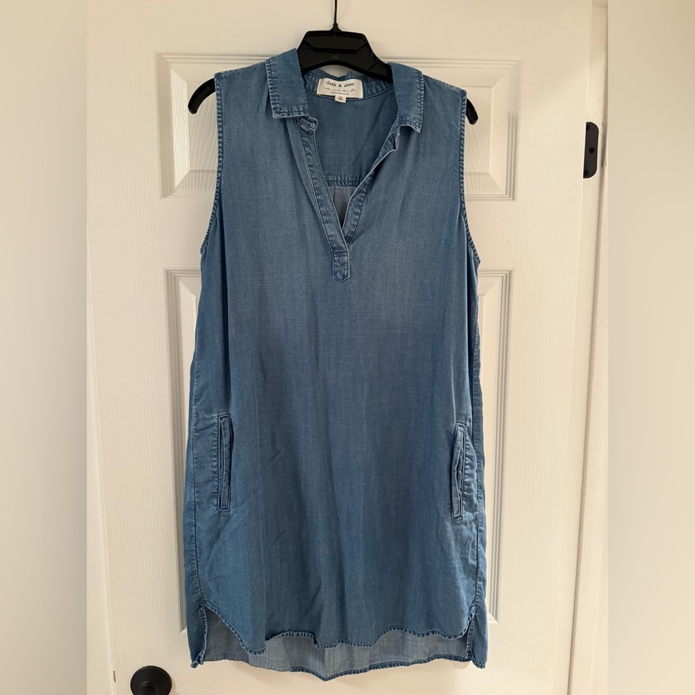 Sleeveless Chambray Denim Dress